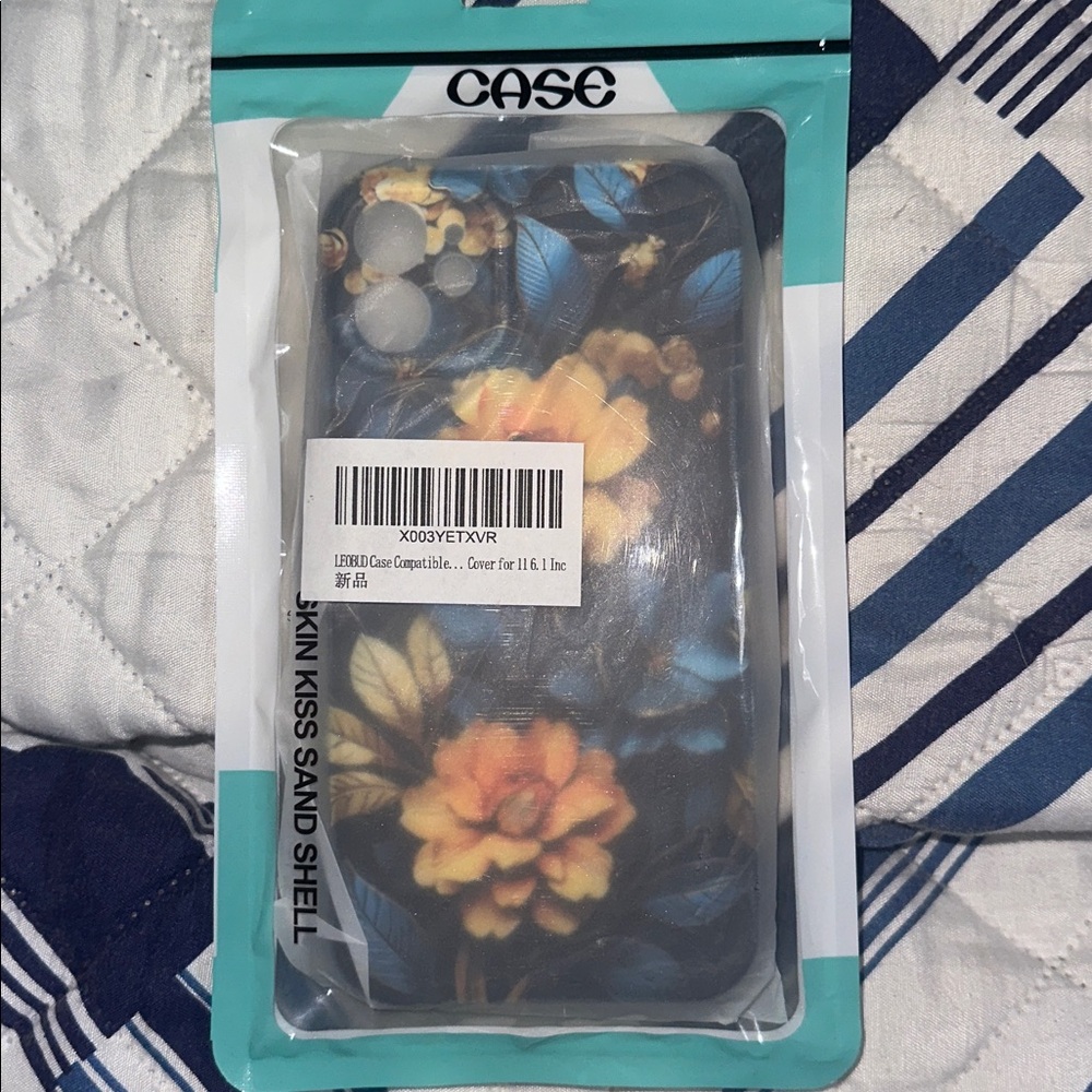 Floral Phone Case with Blue and Yellow Design
